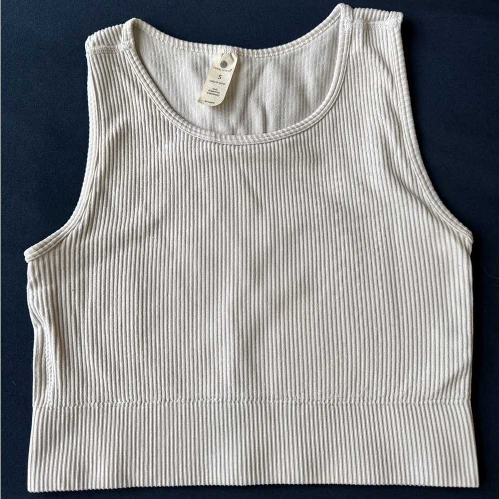 Yogalicious Ribbed White Tank Top